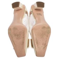 Pre Owned Roger Vivier White PVC And Patent Leather Square Toe Pumps Size 39