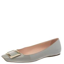 Roger Vivier Grey Patent Leather Ballet Flats Size 39