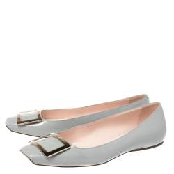 Roger Vivier Grey Patent Leather Ballet Flats Size 39