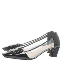 Pre Owned Roger VIvier Black PVC And Patent Leather Pumps Size 37.5