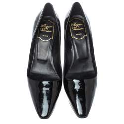 Pre Owned Roger Vivier Black Patent Leather Pointed Toe Pumps Size 36.5