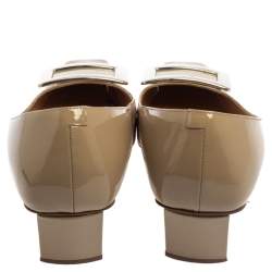 Pre Owned حذاء كعب عالي روجر فيفييه "بيل" جلد لامع بيج مقاس 37.5