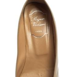 Pre Owned حذاء كعب عالي روجر فيفييه "بيل" جلد لامع بيج مقاس 37.5