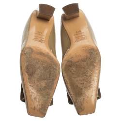 Pre Owned حذاء كعب عالي روجر فيفييه "بيل" جلد لامع بيج مقاس 37.5