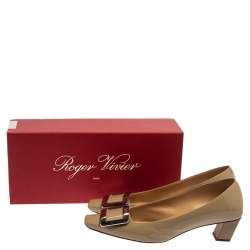 Pre Owned حذ اء كعب عالي روجر فيفييه "بيل" جلد لامع بيج مقاس 37.5