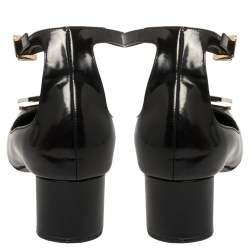 Pre Owned Roger Vivier Black Leather Buckle Detail Ankle Strap Pumps Size 38.5