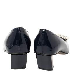 Pre Owned Roger Vivier Blue Patent Leather Tres Pumps Size 35