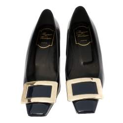 Pre Owned Roger Vivier Blue Patent Leather Tres Pumps Size 35