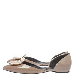 Pre Owned Roger Vivier Brown Patent Leather D'orsay Ballet Flats Size 35