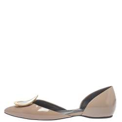 Pre Owned Roger Vivier Brown Patent Leather D'orsay Ballet Flats Size 35