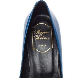 Pre Owned Roger Vivier Blue Patent Leather Belle Pumps Size 38