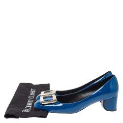 Pre Owned Roger Vivier Blue Patent Leather Belle Pumps Size 38