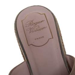 Pre Owned Roger Vivier Gold Leather Bikiviv Espadrille Wedge Platform Slide Sandals Size 40