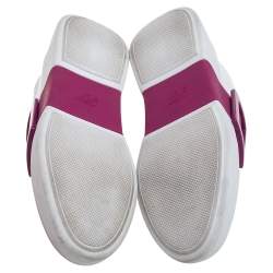 Roger Vivier White/Pink Leather And Rubber  Viv Skate Sneakers Size 37