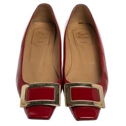 Pre Owned Roger Vivier Red Patent Leather Ballet Flat Size 36.5