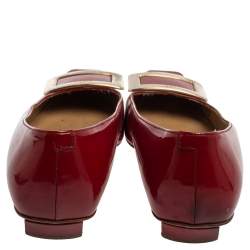 Pre Owned Roger Vivier Red Patent Leather Ballet Flat Size 36.5