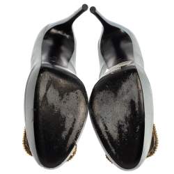 Roger Vivier Grey Satin Limelight Embellished Pumps Size 40