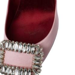 Pre Owned Roger Vivier Pink Embellished Satin Limelight Buckle Pumps Size 39