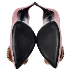 Pre Owned Roger Vivier Pink Embellished Satin Limelight Buckle Pumps Size 39