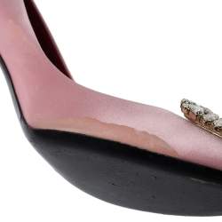 Pre Owned Roger Vivier Pink Embellished Satin Limelight Buckle Pumps Size 39