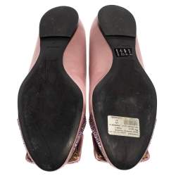Pre Owned Roger Vivier Pink Satin Embellished Ballet Flats Size 37