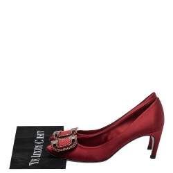 Pre Owned Roger Vivier Pink Satin Belle Vivier Strass Trompette Pumps Size 37.5