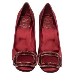 Pre Owned Roger Vivier Pink Satin Belle Vivier Strass Trompette Pumps Size 37.5