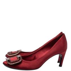 Pre Owned Roger Vivier Pink Satin Belle Vivier Strass Trompette Pumps Size 37.5