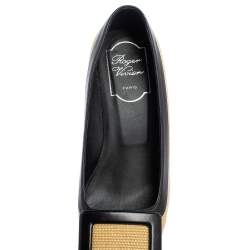 Pre Owned Roger Vivier Beige/Black Canvas And Leather Belle Vivier Pumps Size 35