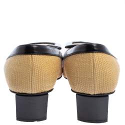 Pre Owned Roger Vivier Beige/Black Canvas And Leather Belle Vivier Pumps Size 35