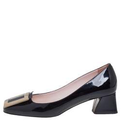 Pre Owned Roger Vivier Black Patent Leather Très Vivier Pumps Size 39.5