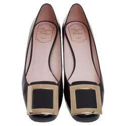 Pre Owned Roger Vivier Black Patent Leather Très Vivier Pumps Size 39.5