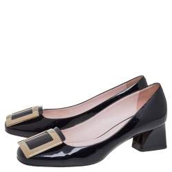 Pre Owned Roger Vivier Black Patent Leather Très Vivier Pumps Size 39.5