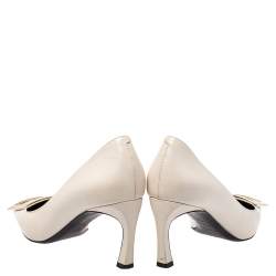 Pre Owned Roger Vivier Off White Leather Belle Square Toe Pumps Size 37
