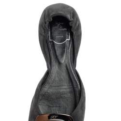 Pre Owned Roger Vivier Grey Suede Prism D'orsay Flats Size 37.5