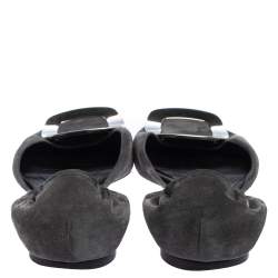 Pre Owned Roger Vivier Grey Suede Prism D'orsay Flats Size 37.5