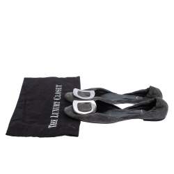 Pre Owned Roger Vivier Grey Suede Prism D'orsay Flats Size 37.5