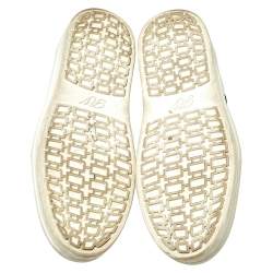 Pre Owned Roger Vivier Navy Blue/Black Satin Sneaky Viv Embellished Slip On Sneakers Size 35