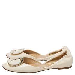 Roger Vivier Cream Patent Leather D'orsay Flats Size 39