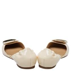 Roger Vivier Cream Patent Leather D'orsay Flats Size 39