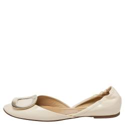 Roger Vivier Cream Patent Leather D'orsay Flats Size 39