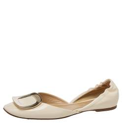 Roger Vivier Cream Patent Leather D'orsay Flats Size 39