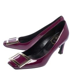 Pre Owned Roger Vivier Purple Patent Leather Trompette Pumps Size 36