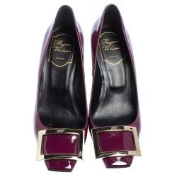 Pre Owned Roger Vivier Purple Patent Leather Trompette Pumps Size 36