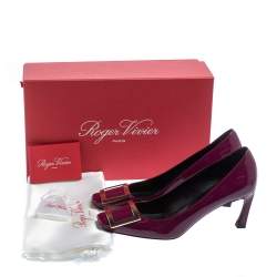 Pre Owned Roger Vivier Purple Patent Leather Trompette Pumps Size 36