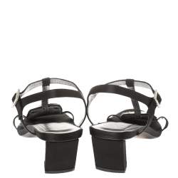 Pre Owned Roger Vivier Black Satin Chips Crystal Embellished Ankle Strap Sandals Size 39