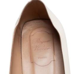 Pre Owned Roger Vivier Cream Patent Leather Square Toe Belle Pumps Size 40