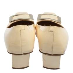 Pre Owned Roger Vivier Beige Patent Leather Belle Vivier Buckle Pumps Size 36.5