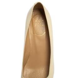 Pre Owned Roger Vivier Beige Patent Leather Belle Vivier Buckle Pumps Size 36.5