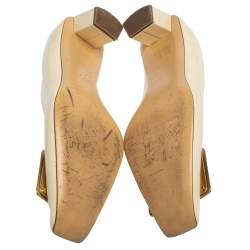 Pre Owned Roger Vivier Beige Patent Leather Belle Vivier Buckle Pumps Size 36.5